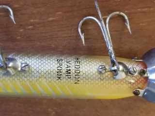 Vintage Heddon Vamp Spook Lure Yellow Silver Red Face Lip 2