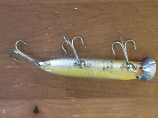 Vintage Heddon Vamp Spook Lure Yellow Silver Red Face Lip 3