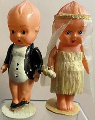 Vintage Celluloid Bride & Groom Wedding Cake Topper Or Decor 1920 