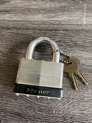 Vintage Antique Master Lock No 15 Padlock With Two Key