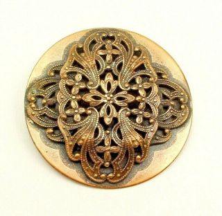 Incredibly Huge X - Large Vintage/antique Brass Metal Button Filigree Style 2 1/8 "