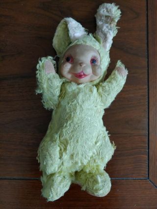 Vintage Rushton Rubber Face Yellow Bunny Rabbit Plush Toy Easter Rare
