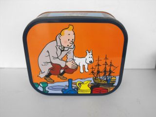 Rare Tintin And Snowy On The Flee Market Big Cookie Box 2011 Belgium