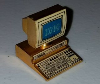 Rare Vintage 1:12 Miniature Dollhouse Ibm Computer Living Room Office Gold Metal