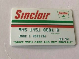 Sinclair Dinosaur Stripe Gas & Oil Vintage Expired Credit Card G4