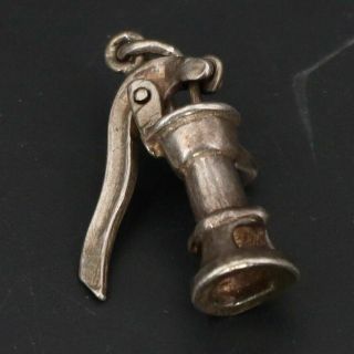 Vtg Sterling Silver - Antique Hand Water Pump Bracelet Charm Lever Moves - 2g