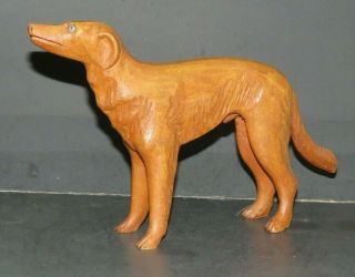 Vintage Carved Wood Large Brown Dog (greyhound??) / 1 - 2b