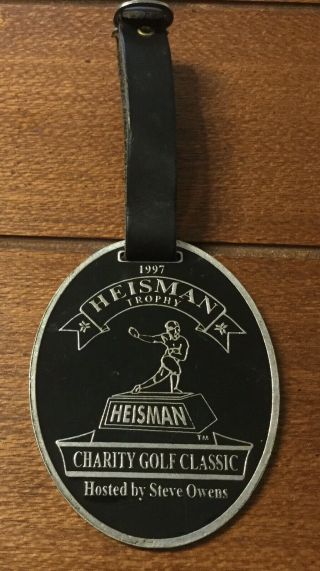 Rare Vintage Heisman Trophy Charity Golf Classic Bag Tag - Oklahoma Steve Owens