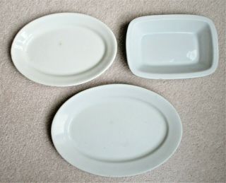 3 Antique Meakin White Ironstone Oval Platters Bowl Plate England