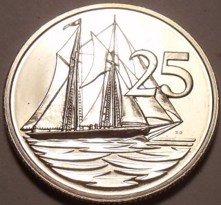 Rare Proof Cayman Islands 1973 25 Cents Schooner Only 9,  988 Minted