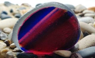 1 Multi Xl Red Pink Blue 0.  53oz Jq Rare Seaham English Sea Glass