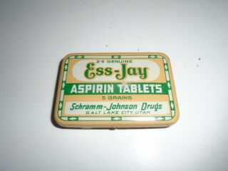 Rare Ess - Jay Aspirin Tin,  Schramm Johnson Drug Salt Lake City Utah