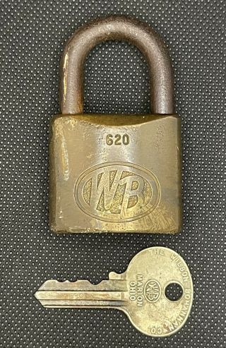 Antique/vintage Wilson Bohannan Brass Padlock W/key No.  620 Wb