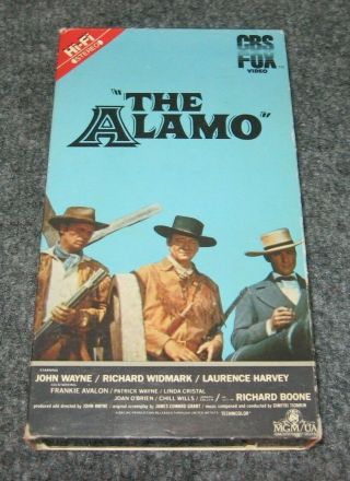 The Alamo,  John Wayne,  Cbs Fox Vhs Video,  1960 1984 Rare Western Cowboy History