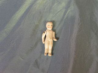 Antique Doll 2 " Bisque Unmarked German Min.  Doll House Wire Jointed Doll