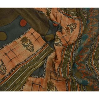 Tcw Antique Vintage Sarees 100 Pure Silk Printed Sari Craft 5 Yard Fabric