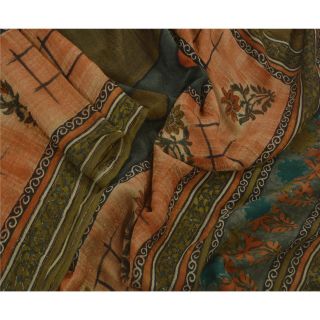 Tcw Antique Vintage Sarees 100 Pure Silk Printed Sari Craft 5 Yard Fabric 2