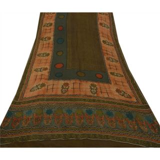 Tcw Antique Vintage Sarees 100 Pure Silk Printed Sari Craft 5 Yard Fabric 3