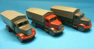 Wiking 1/87 Ho 3x Henschel Hs - 100 Red/brown Truck Vintage 60 
