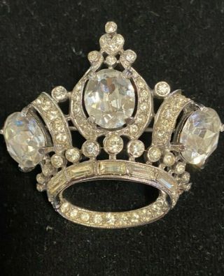 Rare Vintage Coro Craft Sterling And Rhinestone Royal Crown 19.  95 Grams