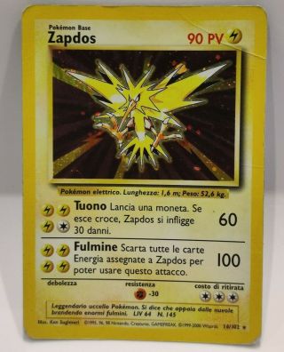 Zapdos 16/102 - Italian - Holo Rare Base Set Unlimited Pokemon Card - Hp