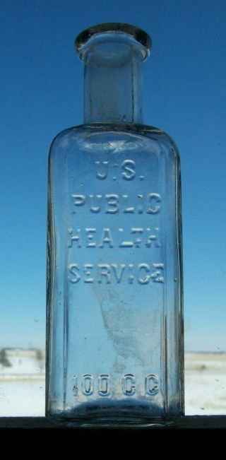 Vtg Early 1900’s U.  S.  Public Health Service 100 Cc Hospital Medicine Bottle