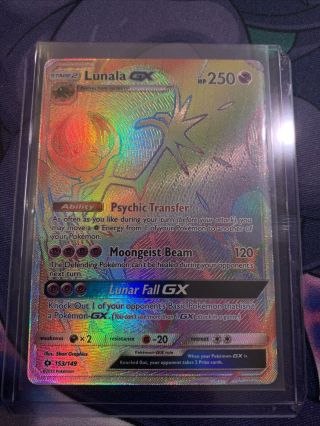 Lunala Gx 153/149 Rainbow/secret Rare Pokemon Sun & Moon Pack Fresh
