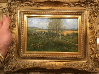 Rare Hermann Goebel Oil Painting On Canvas Signed Landscape Art