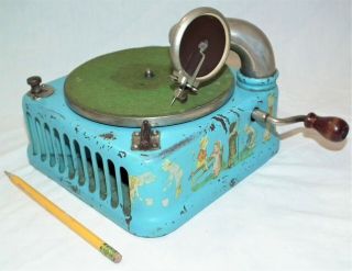 Rare Vintage Fremont 1920s Toy Crank Phonograph Gramophone 78 Rpm Record Player