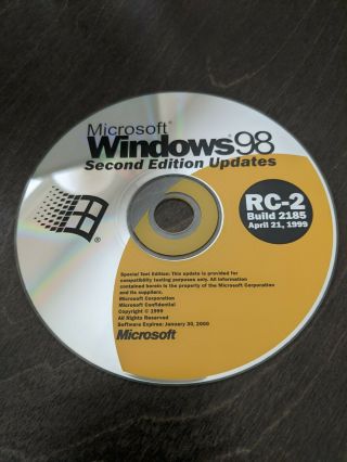 Ultra Rare: Microsoft Windows 98 Se Updates Rc 2 Build 2185 [beta]