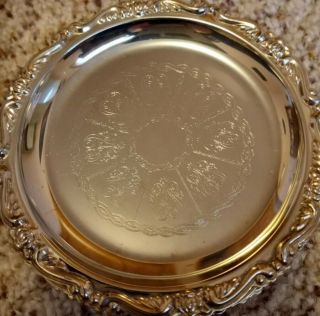 Set Of 6 Vintage 4 Inch Silver Plated Coasters Made In Italy