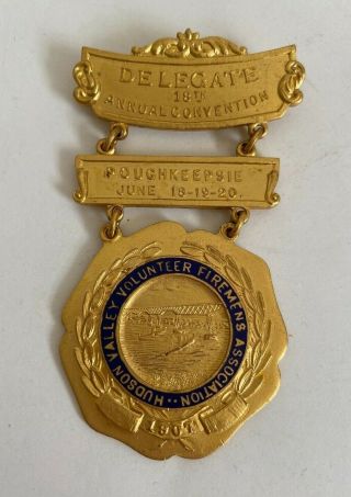 Antique Delegate Medal Pin June 1907 Hudson Valley Firemen Convention Aa N647 Pa