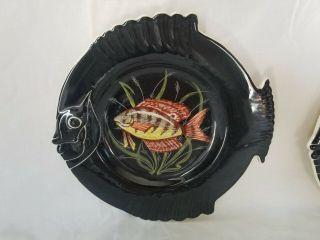 Henriot Quimper Fish Plate RARE black 1950s? 9.  5 