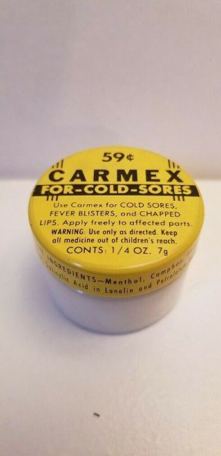 Vintage Carmex Lip Balm Milk Glass Jar Metal Lid Pharmacy Collectable Milwaukee