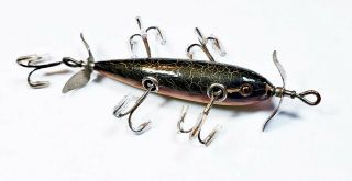 Rare South Bend 905 Underwater Minnow Lure Green Crackle Pink Stripe Gold Belly