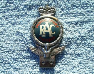 Vintage 1950s Royal Automobile Club Car Badge - Rac Motor Sport Member Emblem Rare