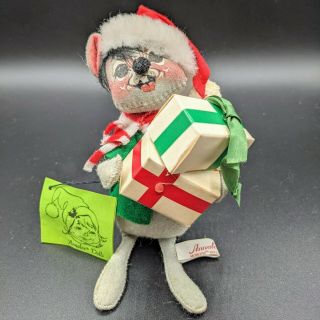 Vintage 1983 Annalee Doll Christmas Mouse 6 " With Presents Santa Hat