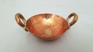 Antique/vintage Handmade Hammered Copper Bowl Handles Kitchen Decor