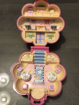 Vintage Bluebird Polly Pocket 1990 Mr.  Fry ' s Restaurant Pink Flower Compact ONLY 2