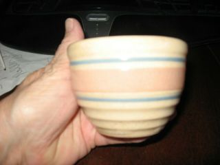 Vintage Mc Coy Blue & Pink Striped Ribbed Bowl Small Size E - 14 Usa Antique