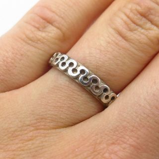 Vintage London 925 Sterling Silver Handcrafted Chain Band Ring Size 6