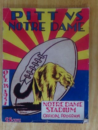 Rare 1931 Pittsburgh Panthers Pitt Vs Notre Dame Irish Football Program
