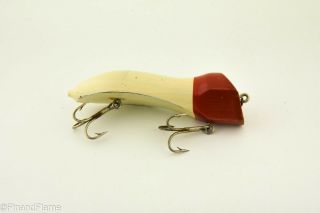 Vintage No Eye Pflueger Wizard Minnow Antique Fishing Lure Red & White Lc11