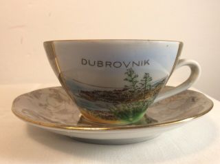 Vintage Demitasse Teacup And Saucer From Dubrovnik,  Croatia