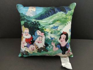 Rare Disney Snow White 7 Dwarfs Toss Throw Decorative Art Pillow 13”