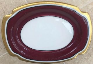 Rare 1950s The Helmsley Hotel York Soap Dish Gold Trim Burgundy And Beige