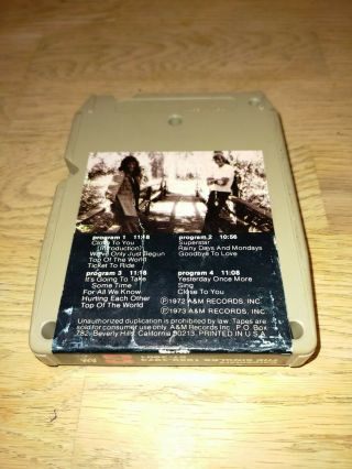 Carpenters The Singles 1969 - 1973 8 - Track Cartridge Vintage Rare Music Retro