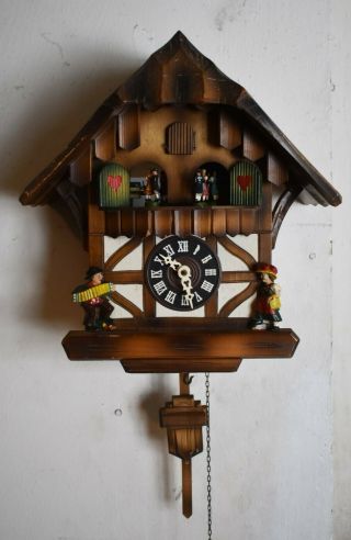 Rare Black Forest Musical Cuckoo Clock With Rotating Animation – Germany - Regula