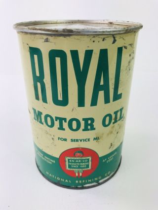 Rare Vintage Royal Motor Oil En - Ar - Co National 1 Qt Motor Oil Can Full Metal 41