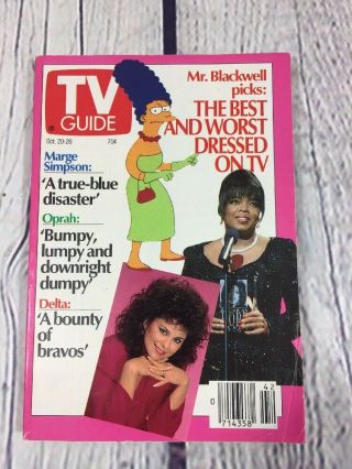 Vtg 1990 October 20 - 26 Tv Guide - Oprah Winfrey Delta Burke Simpsons On Cover
